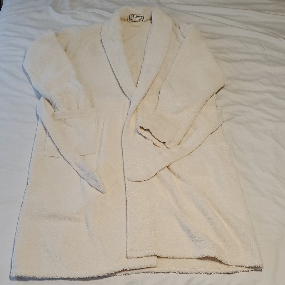 Vintage, L.L. Bean Bathrobe, Cotton, Cream, Men's L